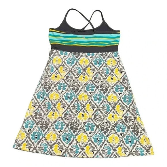 Soybu Yoga Exercise Athletic Dress Yellow Teal Strappy Back Womens size Medium - Picture 4 of 13